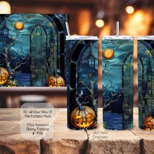 Beautiful Window View of the Pumpkin Moon