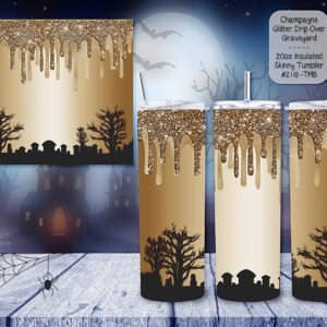 Elegant Insulated Skinny Tumbler: A Splash of Champagne Glitter