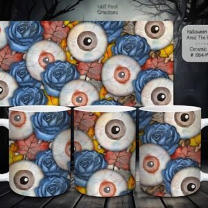 Creepy Ceramic Mug featuring Spooky Eyeballs for Halloween
