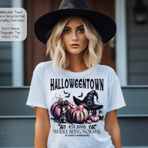 Beautiful Short Sleeve Shirt: Colorful Halloweentown Design