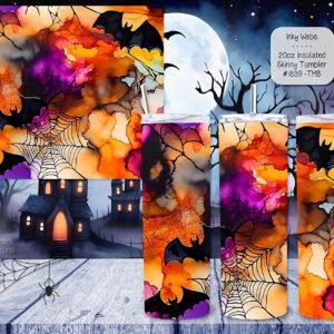 Sleek and Stylish: Insulated Stainless Steel Skinny Tumbler with Spider Webs