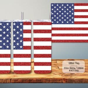 Beautiful Glitter Flag on a Skinny Tumbler