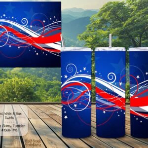 Beautiful Red, White & Blue Swirls on a Skinny Tumbler