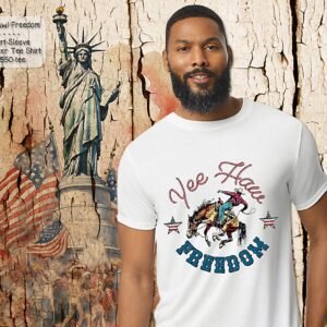 Beautiful Yee Haw Freedom Design on Short Sleeve Shirt
