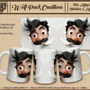 Cool 3D Bearded Man Breaking Out of Mug
