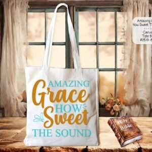 Beautiful White Polyester Tote Bag: Amazing Grace