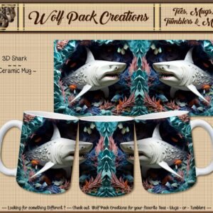 Beautiful Ceramic Mug: 3D Sharks