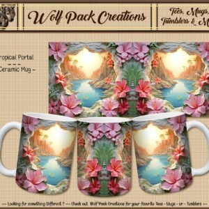 Beautiful Ceramic Mug: 3D Tropical Portal