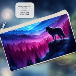 Starry Night Wolf Zipper Pouch