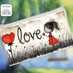 Love Sketch Zipper Pouch