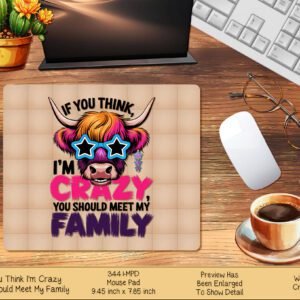 Mouse mat with Highland Cow for Crazy Families