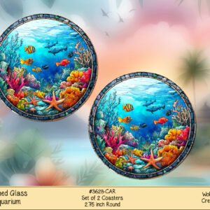 Fish Design Car Coaster - Neoprene Material, Aquarium Style