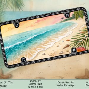 Beach Sunrise Vanity License Plate - Coastal Water & Sand Design