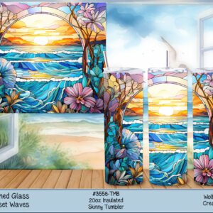 Sunset Waves Tumbler - Stainless Steel, Vacuum Insulated, 20oz Cup