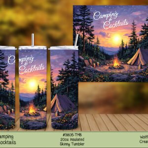 Camping & Cocktails Stainless Steel Tumbler | Vacuum Insulated 20 oz Cup