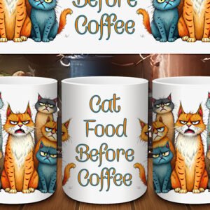 Ceramic Cat Food Before Coffee Mug - Purrfect Start to Your Day