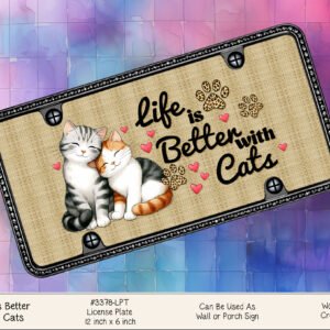 Cat Lover's License Plate - Paw Prints Design for Your Vehicle