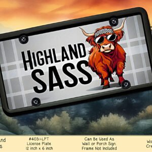 Sassy Highland Cow Aluminum Vanity License Plate