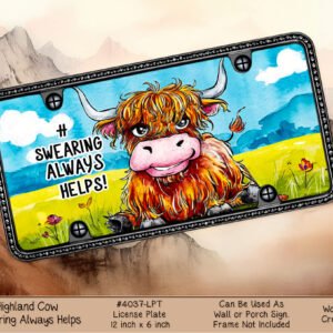 Highland Cow License Plate - Unique Vanity Plate for Animal Lovers