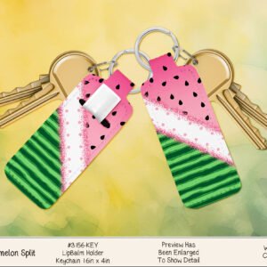 Watermelon Chapstick Keychain - Pink & Green Lip Balm Holder for Summer Treats