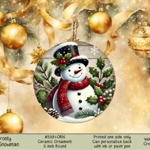 Frosty Snowman Christmas Ornament - Ceramic Holiday Cheer 🎄