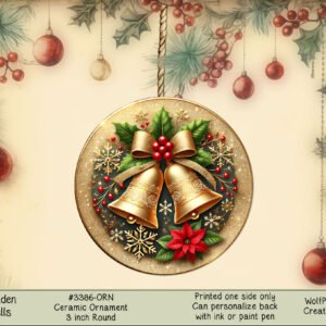 Golden Bells Christmas Ornament - Cheerful Gold Ceramic Holiday Decor