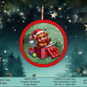 Highland Cow Ceramic Christmas Ornament - Festive Holiday Cheer!