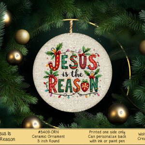 Jesus Christmas Ornament: Ceramic Round Holiday Cheer